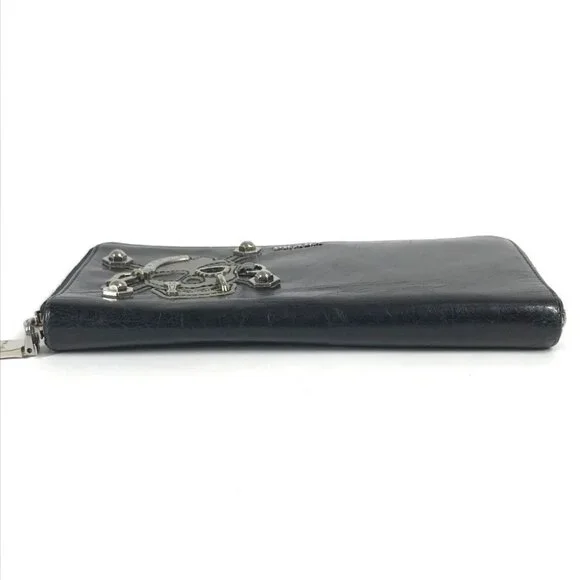 PRADA 2M1264 Skull skull Long wallet Zip Around Long Wallet Leather Black